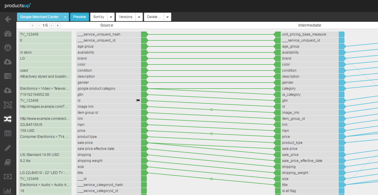 Ein Screenshot aus dem Productsup Tool